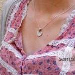 Silver Heart Necklace Heart Jewelry Flower..