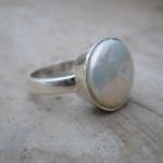 Round Pearl Silver Ring Fresh Water Pearl