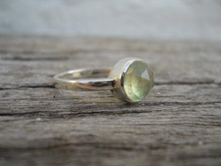 Prehnite Ring Rose Cut Prehnite Ring Pale Green Gemstone Ring Silver ...